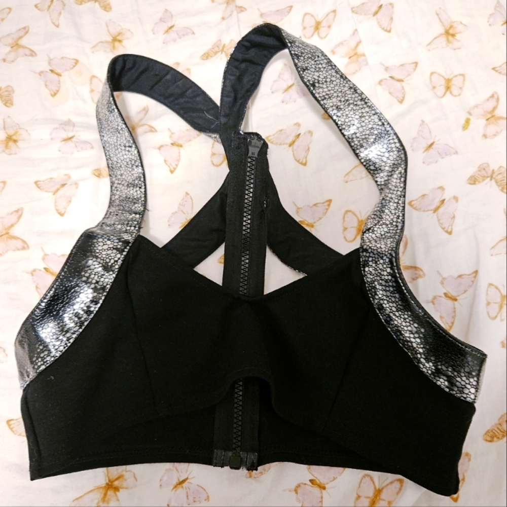 Black Rave Crop Top w/ Silver Trim